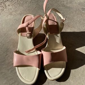 Vintage pink wedge sandals